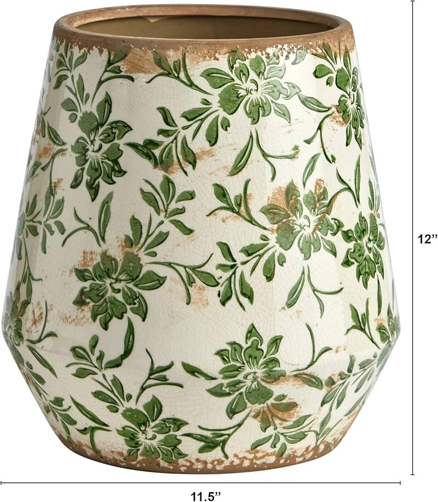 10in. Tuscan Ceramic Green Scroll Planter | Amazon (US)