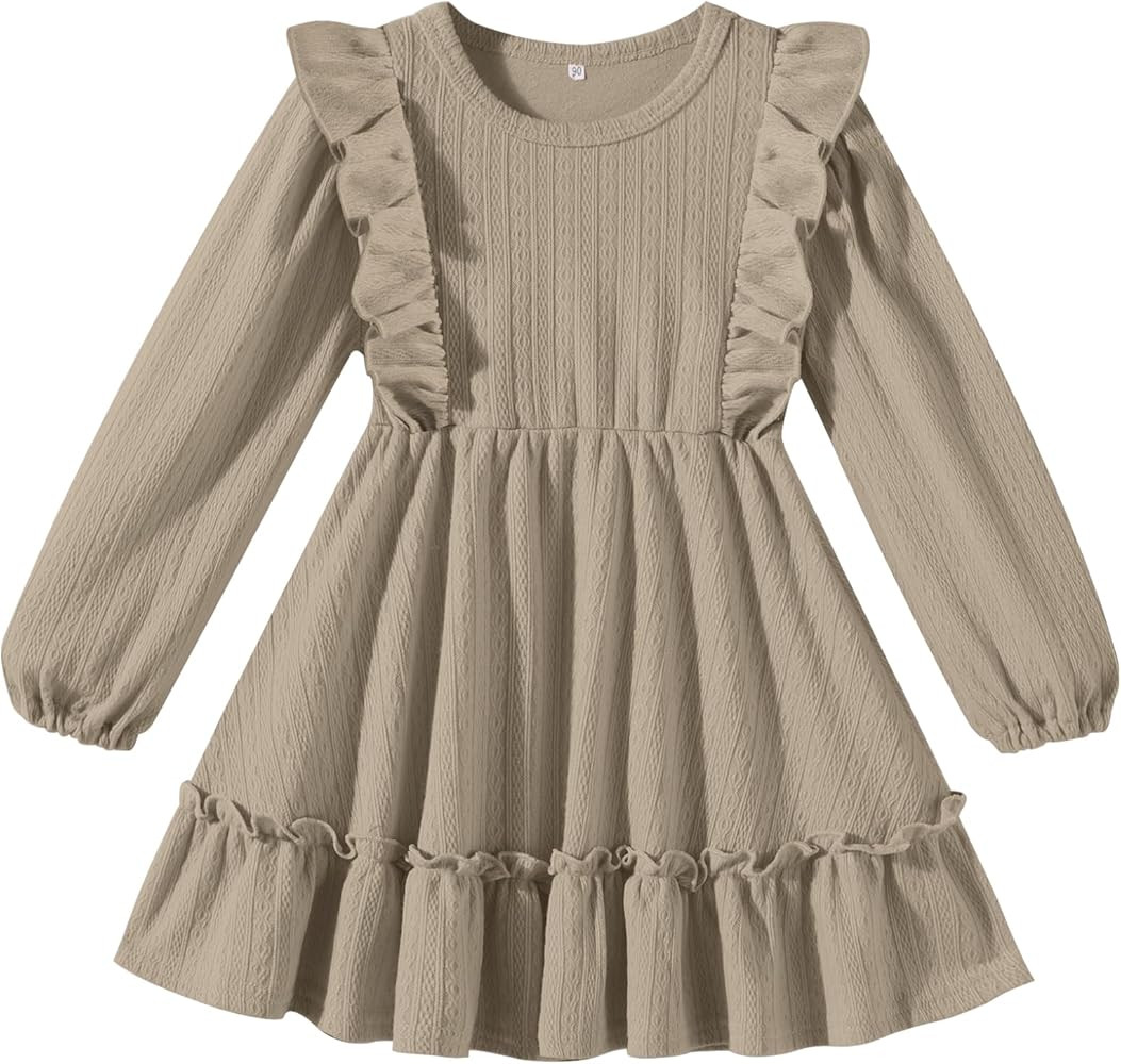 Toddler Baby Girl Dress Girls Sweater Dresses Ruffle Ribbed Knit Long Sleeve Swing Fall Winter Cl... | Amazon (US)