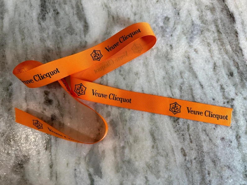 Veuve Clicquot Ribbon by the Yard Grosgrain Luxury Champagne Bottle Shower Decoration Yellow Labe... | Etsy (US)