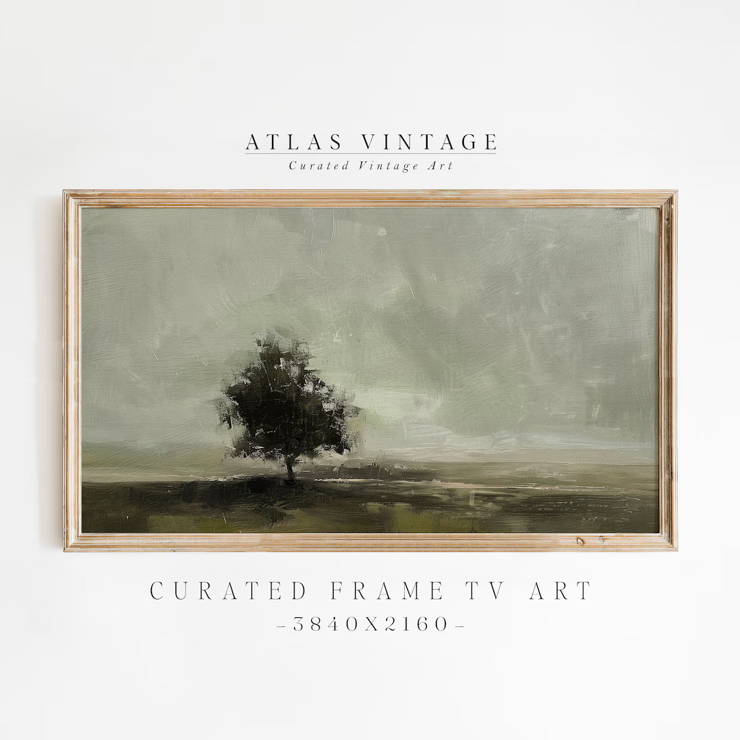 Vintage Landscape Frame TV Art: Moody Spring Field (Digital Download) | Etsy (US)