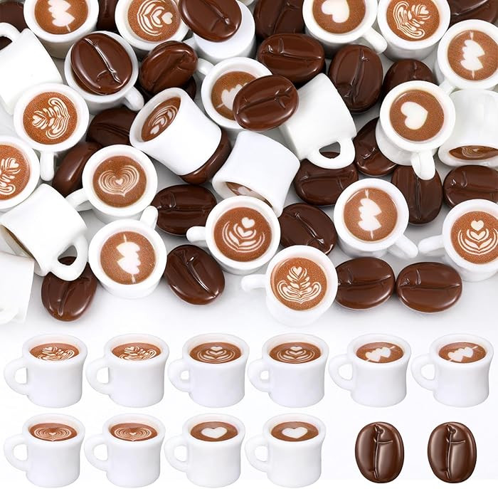 Soaoo 100 Pcs Coffee Cups and Beans Mini Resin Figurine Miniature Statues Things Mini Coffee Mug ... | Amazon (US)