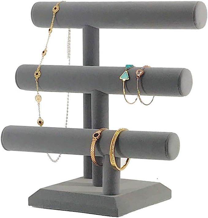 7TH VELVET Jewelry Organizer Holder with 3 Tier, Easily for Necklace Bracelet and Watch Display, ... | Amazon (US)