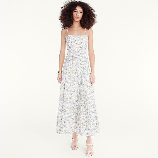 J.Crew: Button-down Cotton Poplin Dress In Floral Vines For Women | J. Crew US