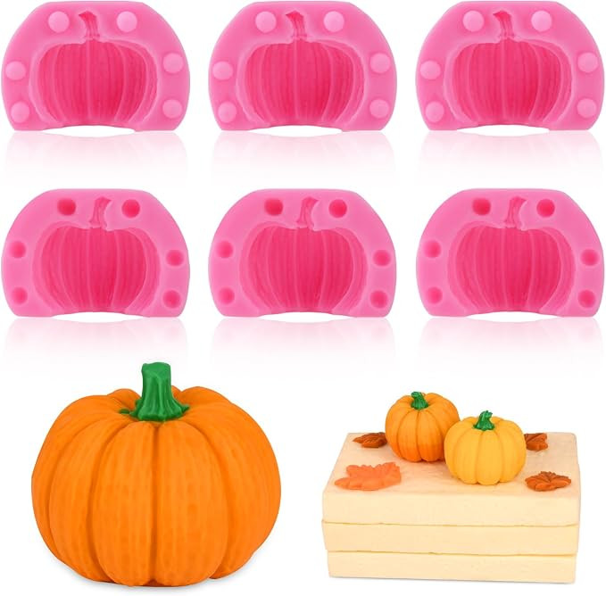Actvty 3D Pumpkin Silicone Molds, 6 Pcs Half a Pumpkin Chocolate Candy Fondant Mold for Halloween... | Amazon (US)
