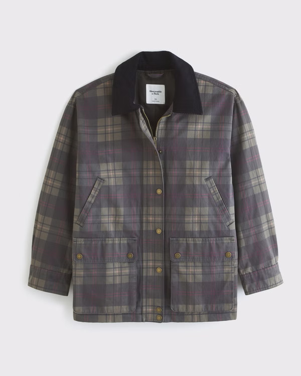 Women's Mid-Length Waxed Barn Jacket | Women's Coats & Jackets | Abercrombie.com | Abercrombie & Fitch (UK)