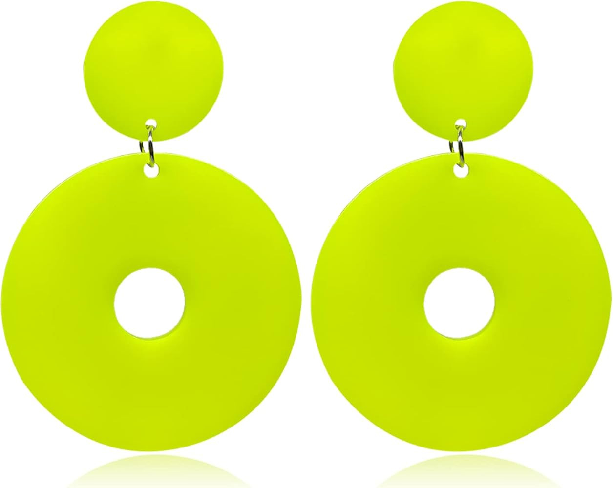 Retro Simple Acrylic Neon Earrings Hollow Round Dangle Drop Earrings for Women Girls Resin Geomet... | Amazon (US)