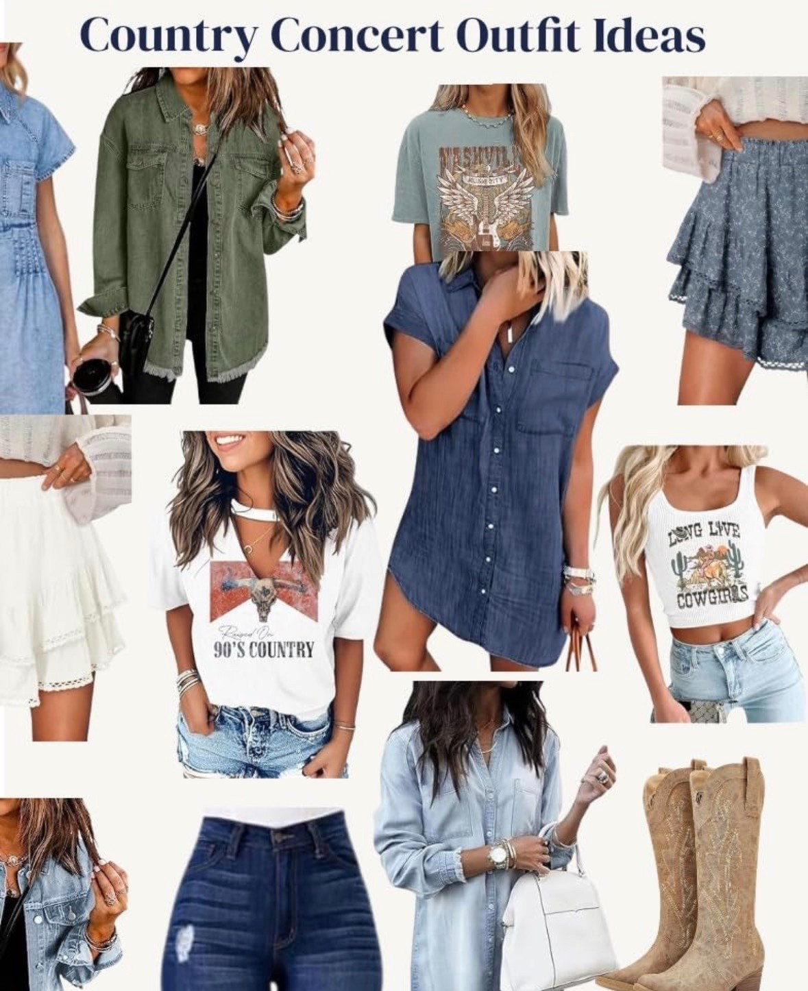 If you’ve got a country concert coming up, this is your outfit inspo 🤠

What was the last concert you went to? 

country concert outfit ideas | summer concert outfits women | western outfit inspo | denim and boots outfits | country style outfits women | casual concert outfits | cowgirl boots outfit ideas | outdoor concert outfits

#CountryConcertOutfits
#SummerOutfitIdeas
#WesternStyleInspo
#ConcertStyle
#CasualChic


#LTKSaleAlert #LTKMidsize #LTKFestival