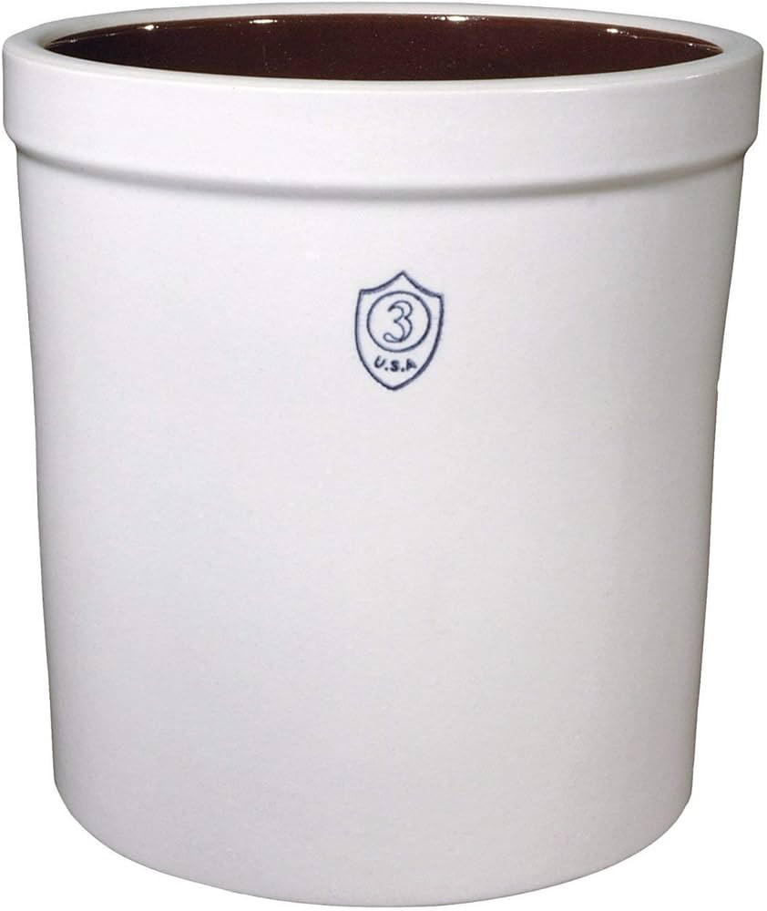 Ohio Stoneware 3Gal Stoneware Crock               
Material: Plastic 

Capacity: 3 Gallons | Amazon (US)