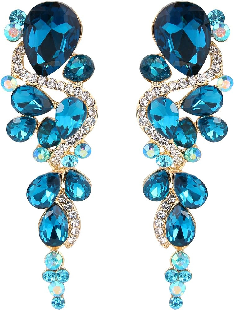 BriLove Women's Bohemian Boho Crystal Wedding Bridal Multiple Teardrop Chandelier Long Dangle Ear... | Amazon (US)