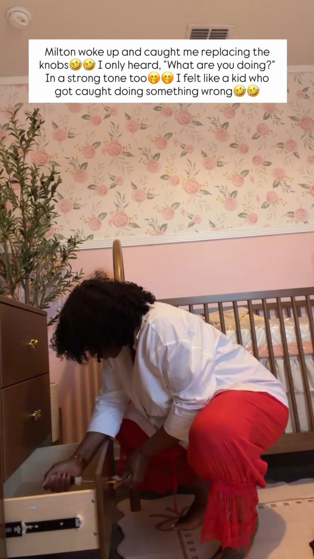 Milton woke up and caught me replacing the knobs🤣🤣 I only heard, “What are you doing?” In a strong tone too🤭🤭 I felt like a kid who got caught doing something wrong🤣🤣 Loved how the dresser looks now with the gold bow knobs.

#LTKBaby #LTKBump #LTKKids