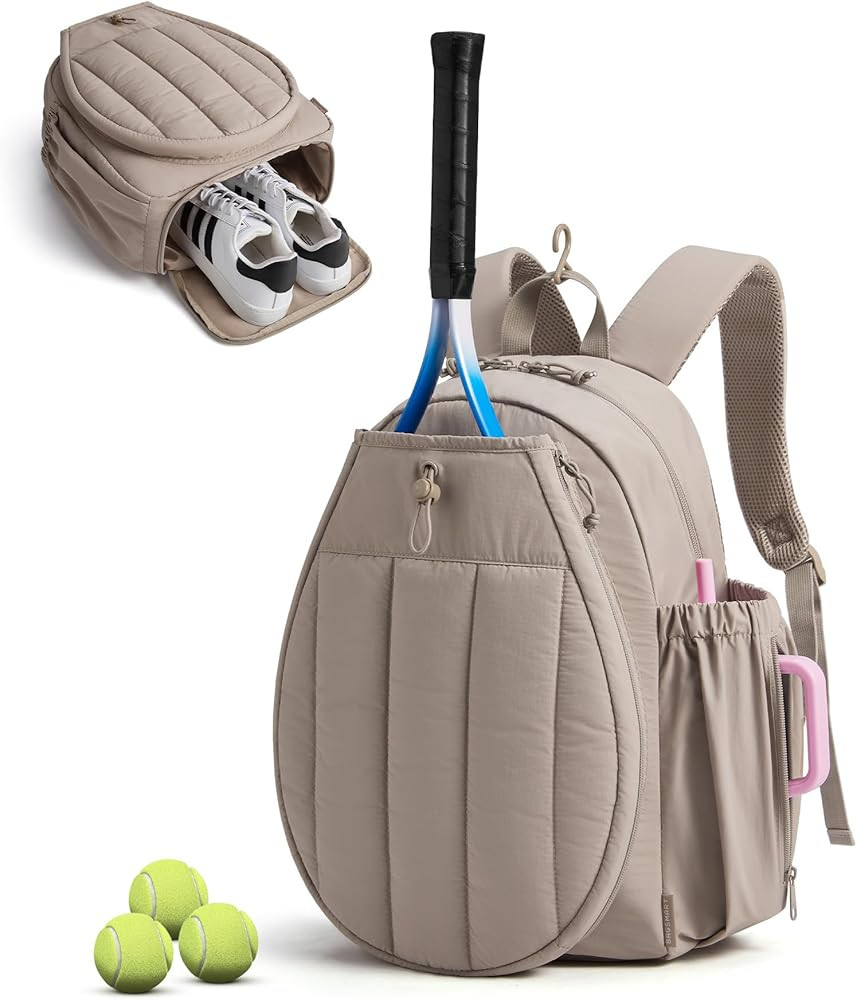 BAGSMART Tennis Gym Bag for Women, Tennis Backpack Holds 2 Rackets with Shoe Compartment, 15.6" L... | Amazon (US)