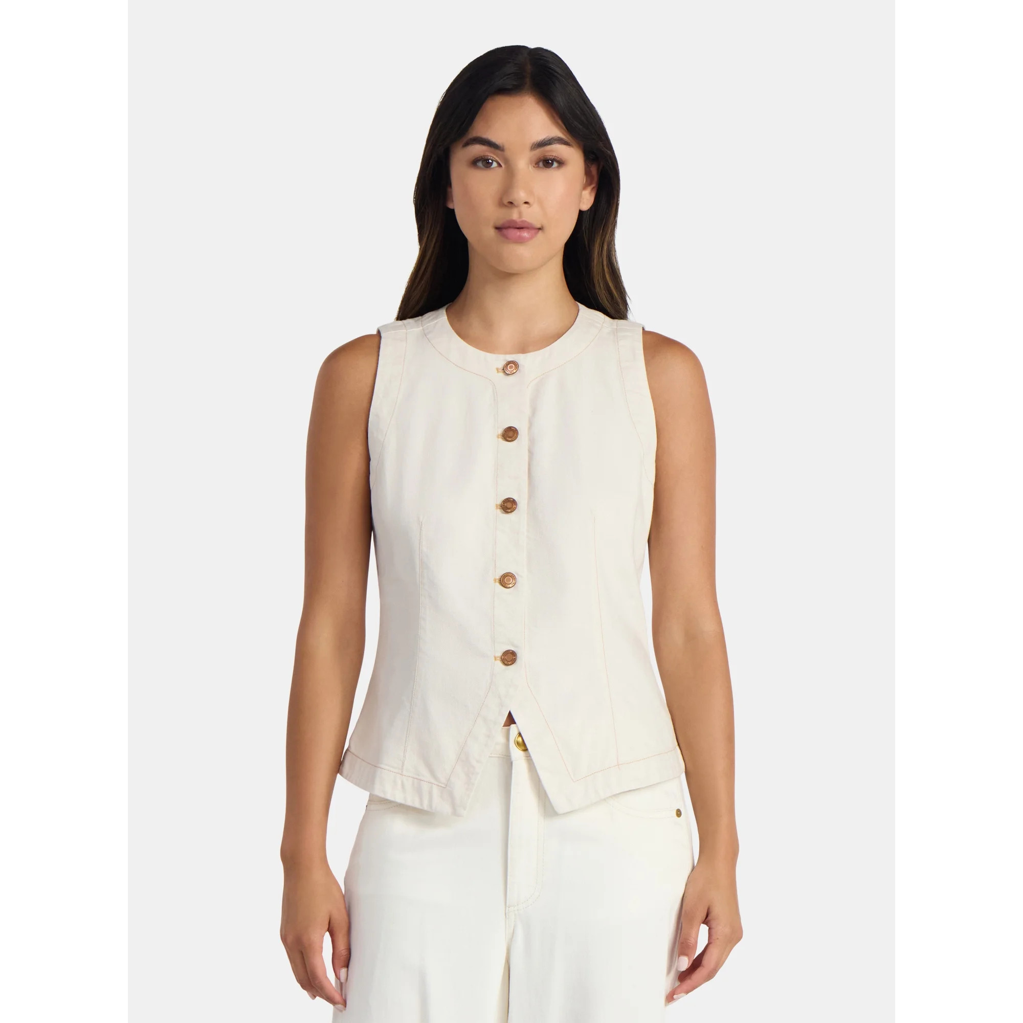 Time and Tru Women's Button Up Denim Vest, Sizes XS-XXXL | Walmart (US)