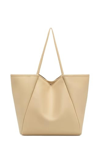 Dreubea Large Leather Tote Bag for Women - Big Work Bag, Spacious Minimalist Handbag, Tote Handbag for Office Nude | Amazon (US)