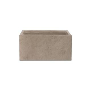 23.6"L Weathered Rectangular Concrete Planter with Drainage Plug for Garden Patio | The Home Depot