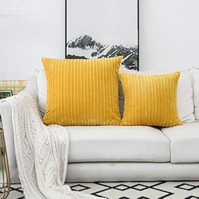 UGASA Winter Decora Super Soft Striped Corduroy Large Throw Pillow Sham Cushion Cover Living Room... | Amazon (US)