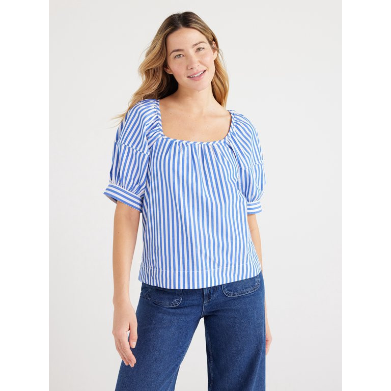 Free Assembly Women’s Puff Sleeve Top, Sizes XS-XXXL | Walmart (US)