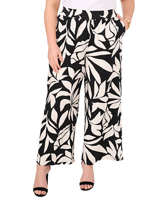 Plus Size Printed Smocked-Waist Wide-Leg Pants | Macy's