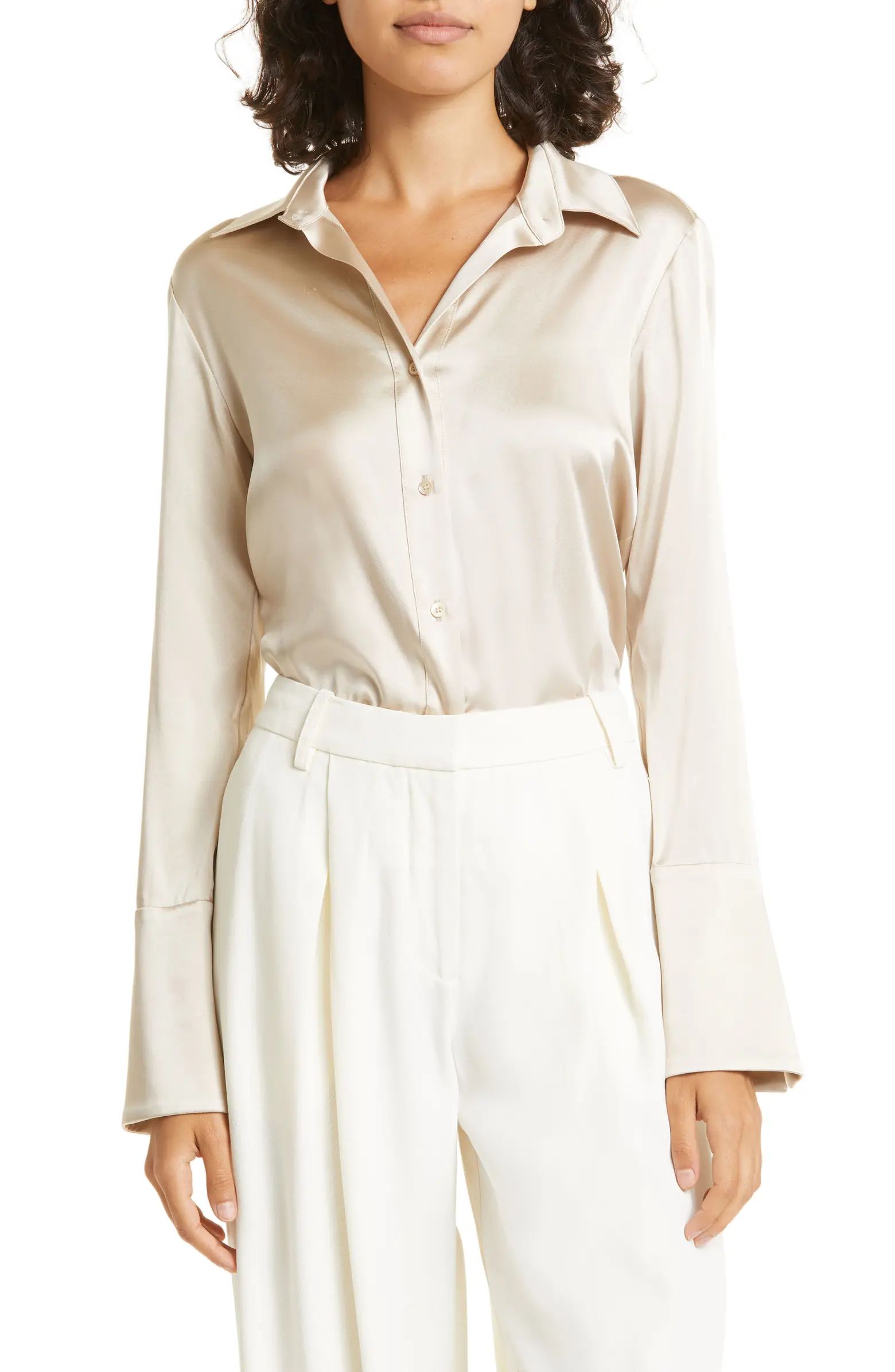 Bessette Stretch Silk Button-Up Shirt | Nordstrom