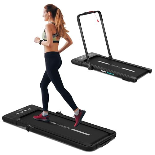 SereneLife Foldable 2 in1 Treadmill & Walking Pad with Remote Control, Speed 7.6 MPH Compact Under Bed, 2.5 HP, App Support, Easy Assembly and Storage, for Walking or Jogging, 265lbs Capacity | Amazon (US)