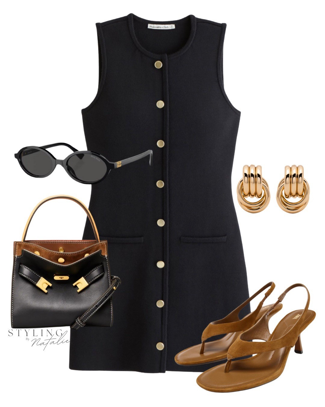 Summer dress
Black button up sleeveless dress, suede thong sandals with kitten heel, Tory Burch Lee Radziwell bag, Miu Miu sunglasses & gold hoop earrings.
Work wear, work outfit, work dress, casual chic, business casual, classy style, black dress.

#LTKuk #LTKdresses #LTKworkwear