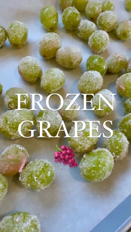 Frozen grapes 

Cotton candy grapes 
1 packet starburst jello powder- i used strawberry flavor 
Lime juice 

Wash your grapes, line a cookie sheet with parchment paper, coat your grapes in lime juice and then roll in a bowl of the jello powder until coated. Freeze and enjoy!