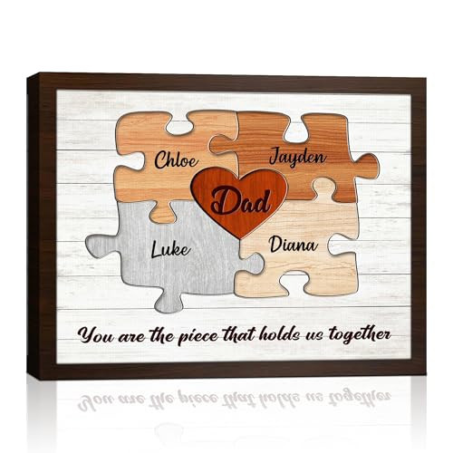Custom Canvas Prints with Puzzles, Personalized Fathers Day Birthday Gifts for Dad from Daughter Son Wife, Customized Canvas Wall Art Home Decor, Anniversary Christmas Unique Gift for Daddy Papa | Amazon (US)