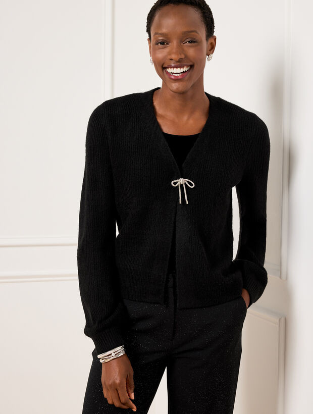 Bow Trim V-Neck Cardigan | Talbots