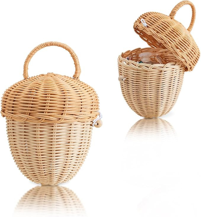 Handmade Wicker Rattan Mushroom-Shaped Storage Basket for Outdoor, Kids, Decor, Photography Props... | Amazon (US)