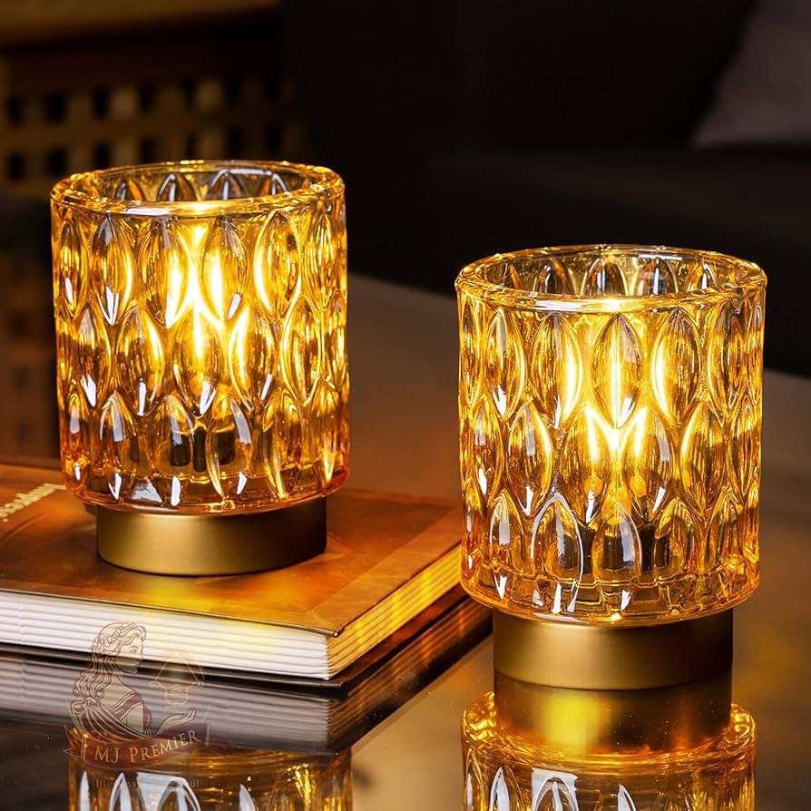 Battery Operated Table Lamps Timer, Mini Crystal Lamp for Area No Plug, Cordless Lamp with LED Bu... | Amazon (US)