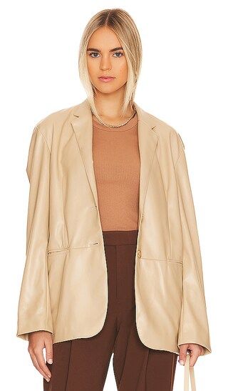 Camila Faux Leather Blazer in Bisque | Revolve Clothing (Global)