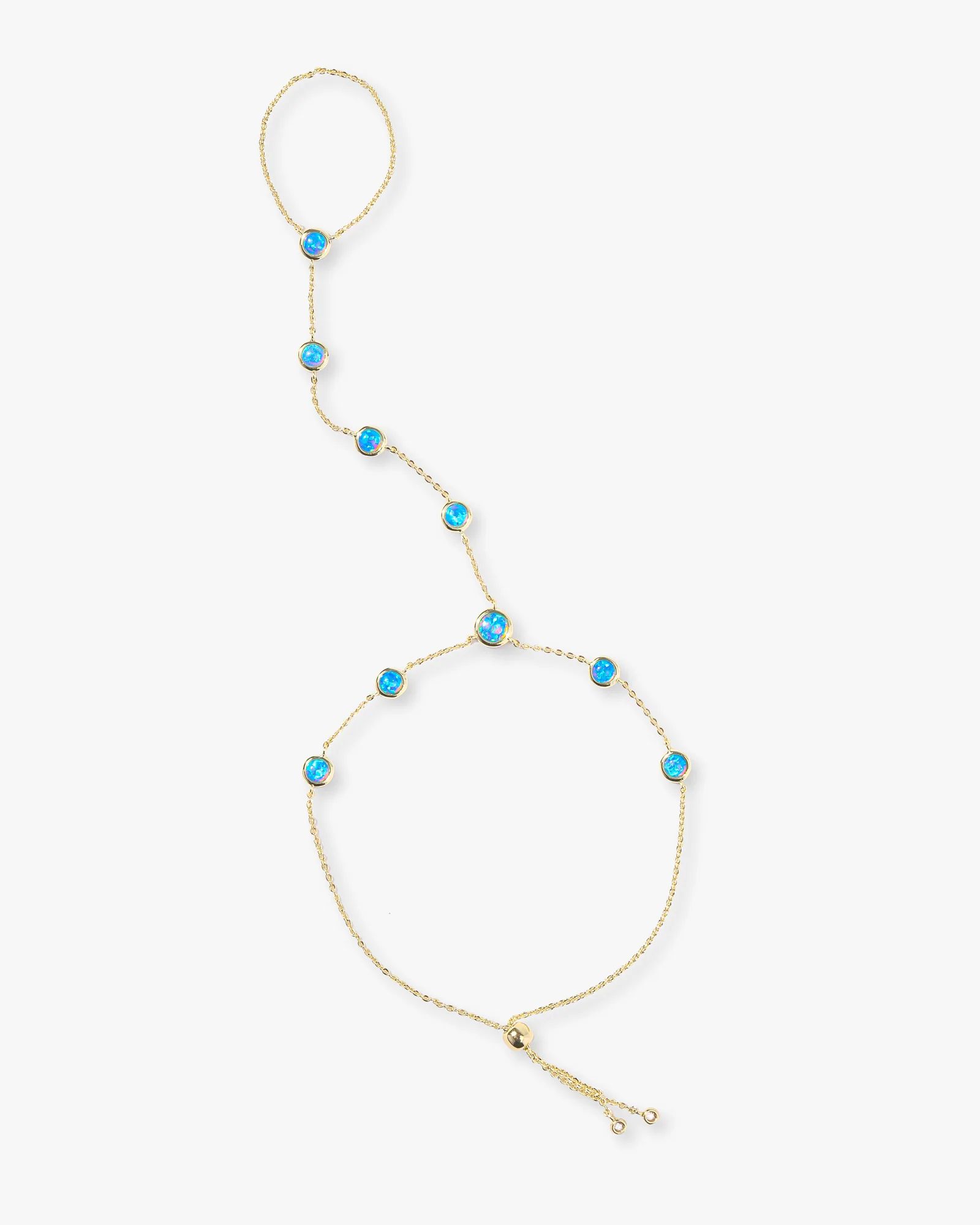 Mojave Opal Hand Chain - Gold|Blue Opal | Melinda Maria