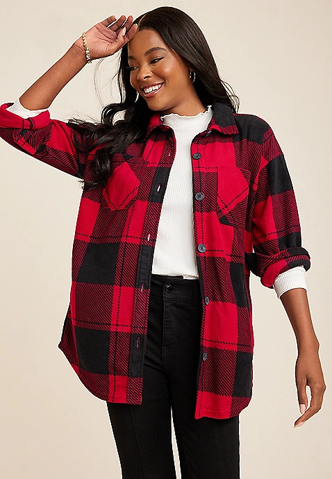 Wilder Buffalo Plaid Fleece Shacket | Maurices