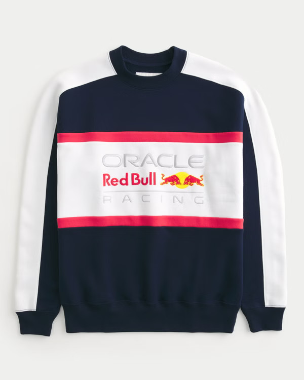 Men's Relaxed Oracle Red Bull Racing Graphic Crew Sweatshirt | Men's Tops | HollisterCo.com | Hollister (US)