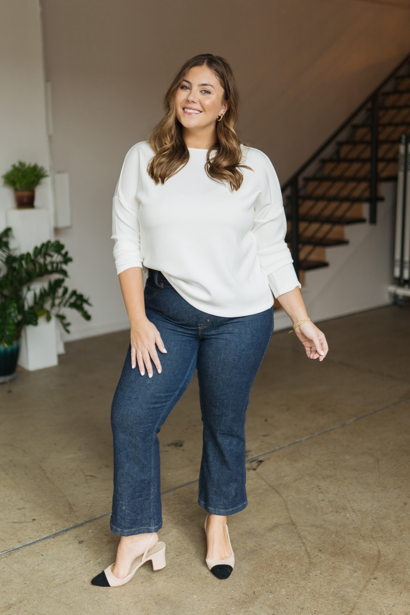 Fall outfit - fall jeans - wearing size 1X in jeans & crewneck. Use CARALYN15 on your first order at Spanx. 

#LTKPlusSize #LTKSeasonal #LTKStyleTip
