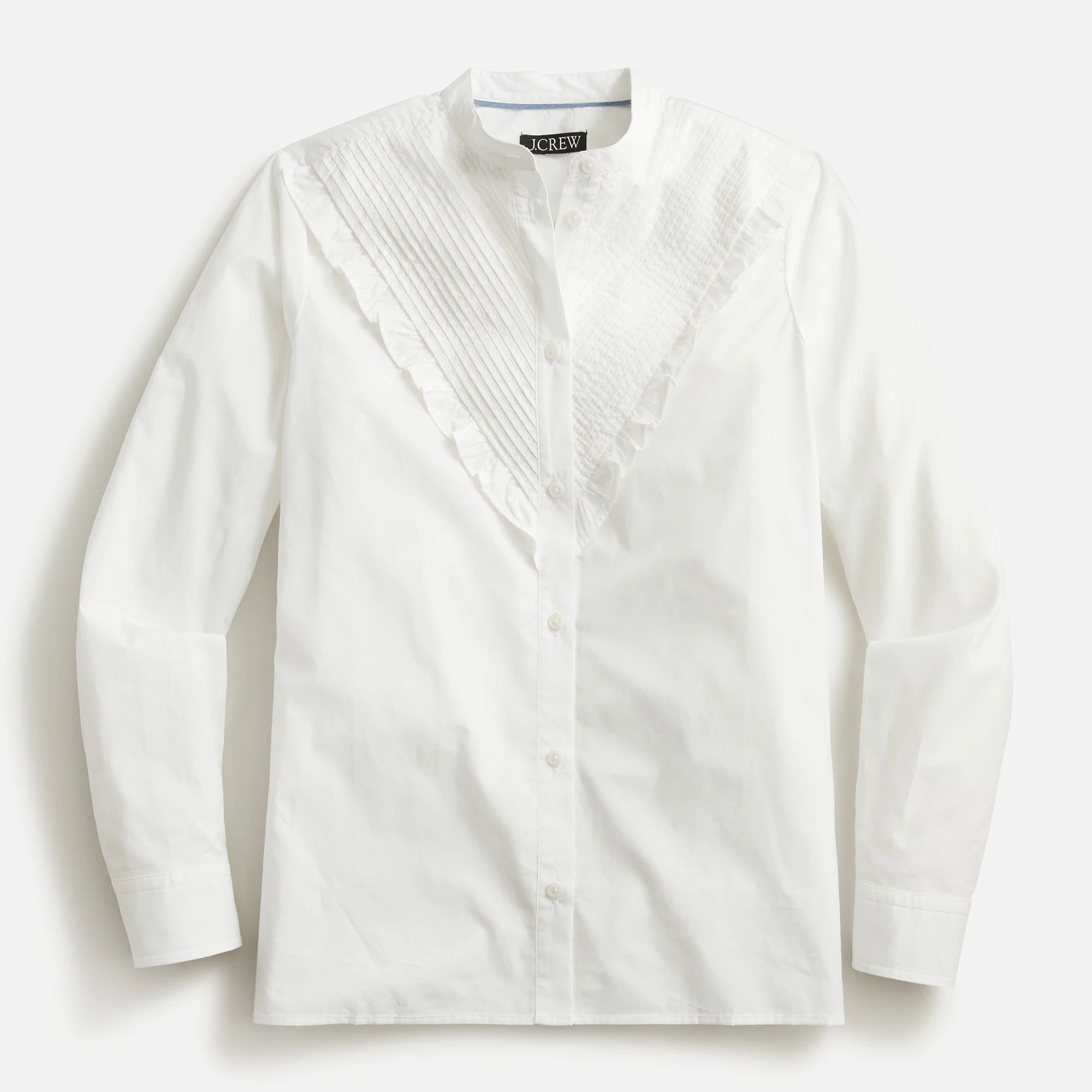 Ruffle-trim cotton poplin button-up | J.Crew US