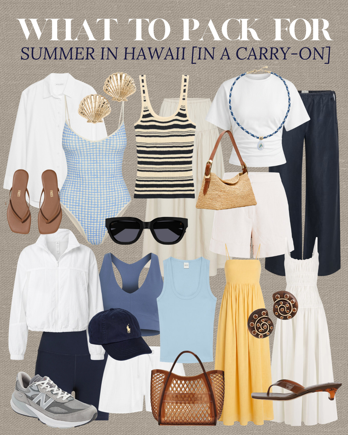 what to pack for summer in hawaii in a carry-on 

summer vacatio / island vacation / beach outfit / casual outfits / dressy outfits / elevated and chic / aritzia / nordstrom / zella / sundresses / banana republic / monday swimwear / gap / gucci/ tkees  

 #LTKSeasonal #LTKSaleAlert #LTKTravel