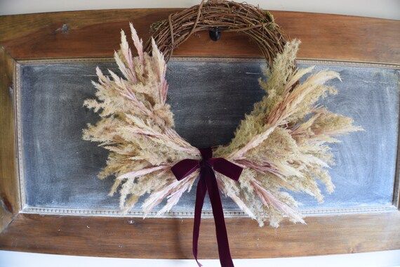 NEW Fall Artificial Pampas Grass Wreath | Etsy (US)