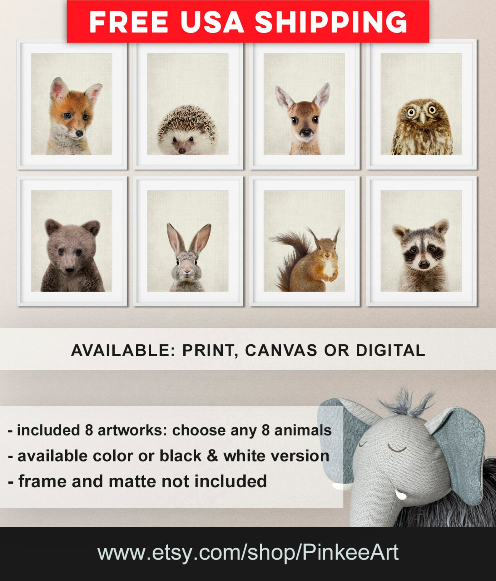 Woodland Animals Print Woodland Creatures Nursery Baby | Etsy | Etsy (US)