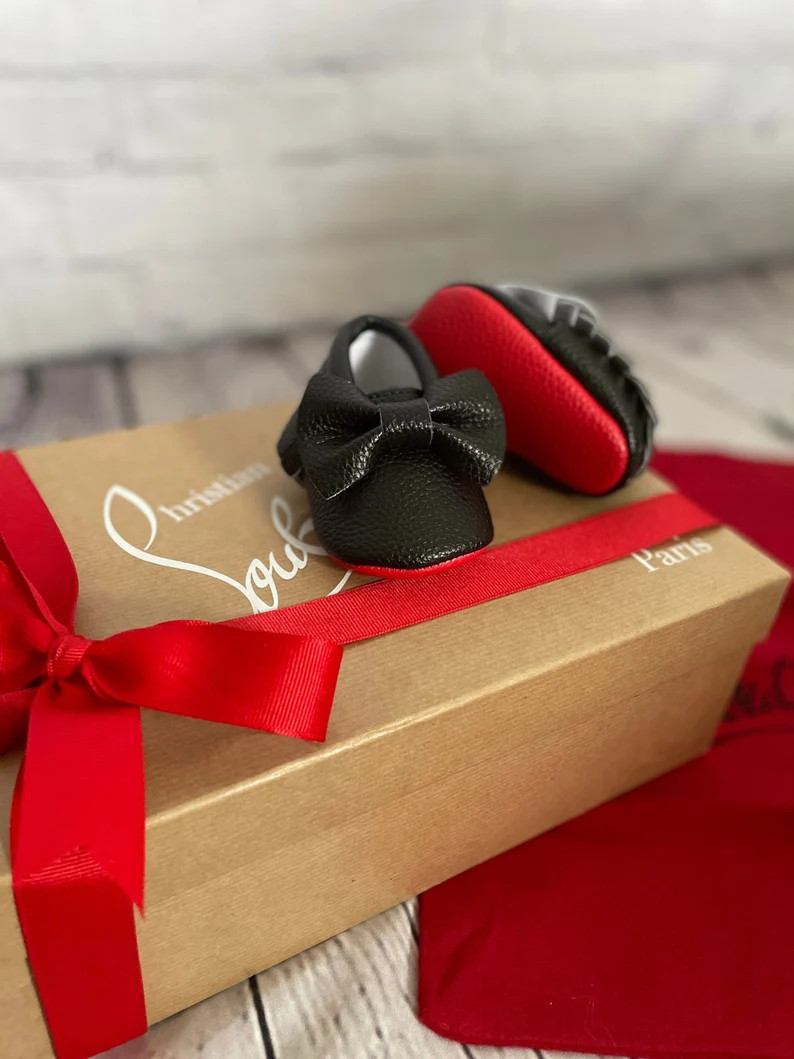 HIGH QUALITY baby bow red bottom, newborn red bottom moccasins, baby girl red bottoms, girl mocca... | Etsy (US)