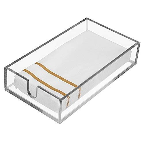 Acrylic Napkin Holder - Clear Modern Design, Acrylic Hand Towel Holder for Bathroom, Kitchen, Guest Towel Tray Perfect for Disposable Paper Hand Towels & Bathroom Accessories. | Amazon (US)