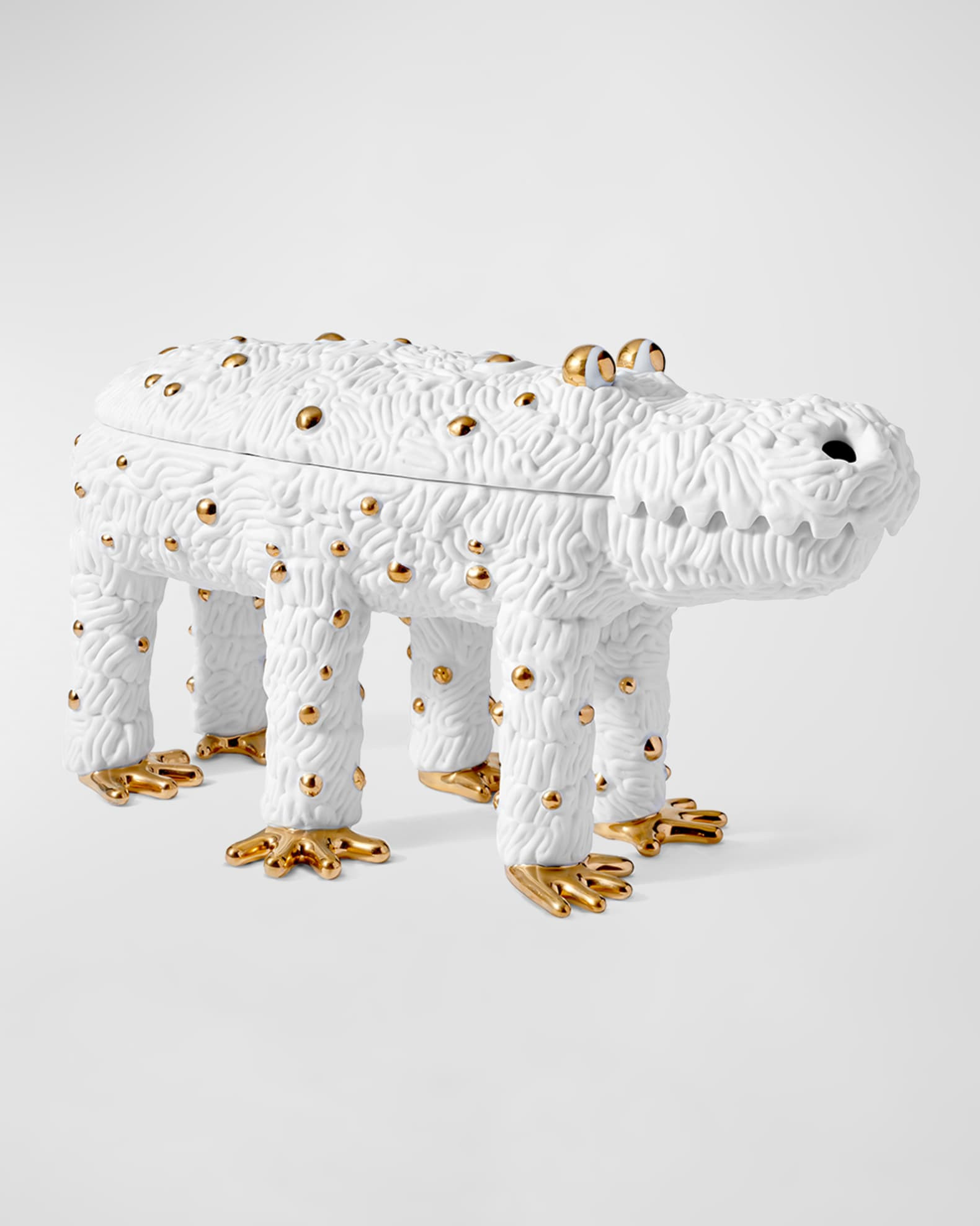 L'Objet Limited Edition Haas Pedro the Croc Box, White | Neiman Marcus