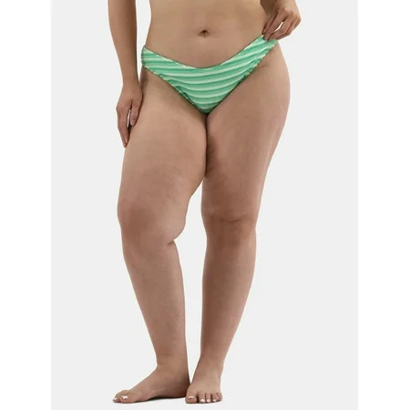 No Boundaries Women s and Women s Plus Terry Stripe High Leg Swim Bottoms Sizes XXS-XXL | Walmart (US)