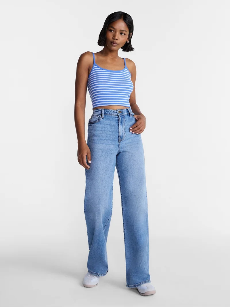 No Boundaries High Rise Baggy Wide Leg Jeans, 30'' Inseam, Women's and Women's Plus, Sizes XXS-4X | Walmart (US)