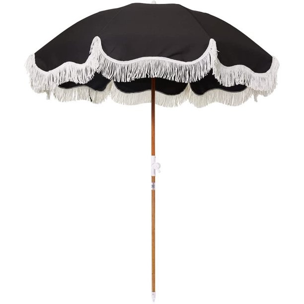 Terrace Business & Pleasure Co. Holiday Umbrella - White Boho Beach Umbrella with Fringe - UPF 50... | Walmart (US)