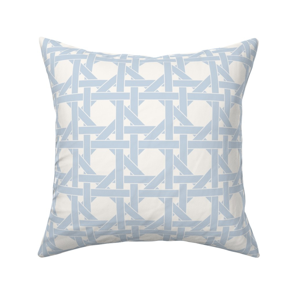 Throw Pillow in Geometric Cane Weave - Soft Light Blue - Medium | Spoonflower