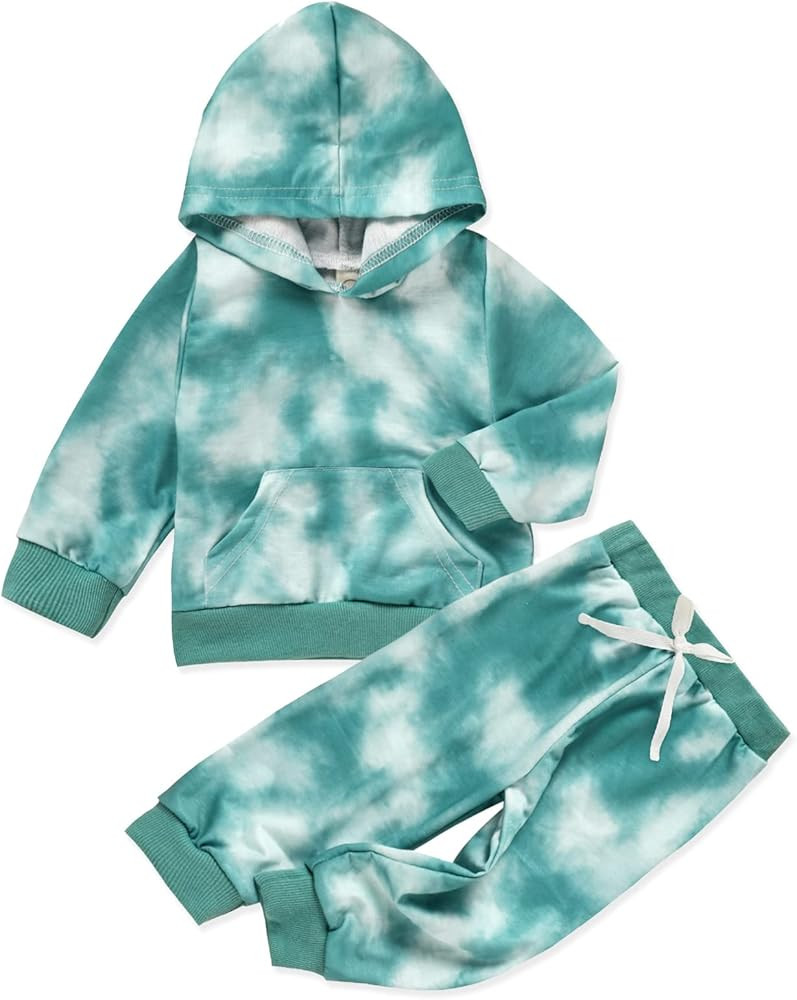 Toddler Baby Boy Tie Dye Pants Set Hoodie Pocket Top Long Pants 2PCS Fall Winter Outfits Clothes | Amazon (US)