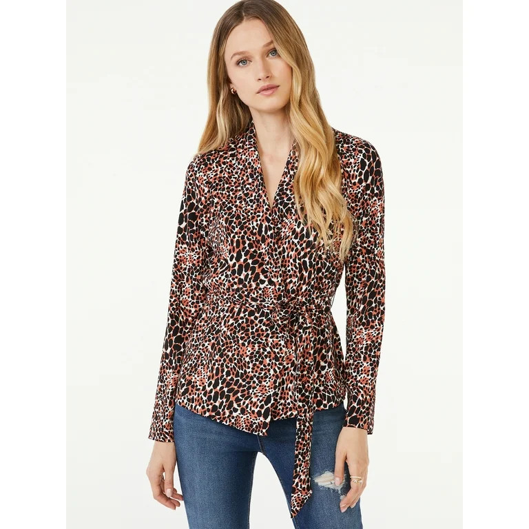 Scoop Women's Print Wrap Top | Walmart (US)