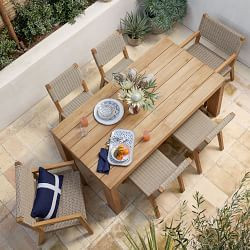 Larnaca Teak Extendable Dining Table & All-Weather Weave Dining Chairs (72"-94") | Williams-Sonoma
