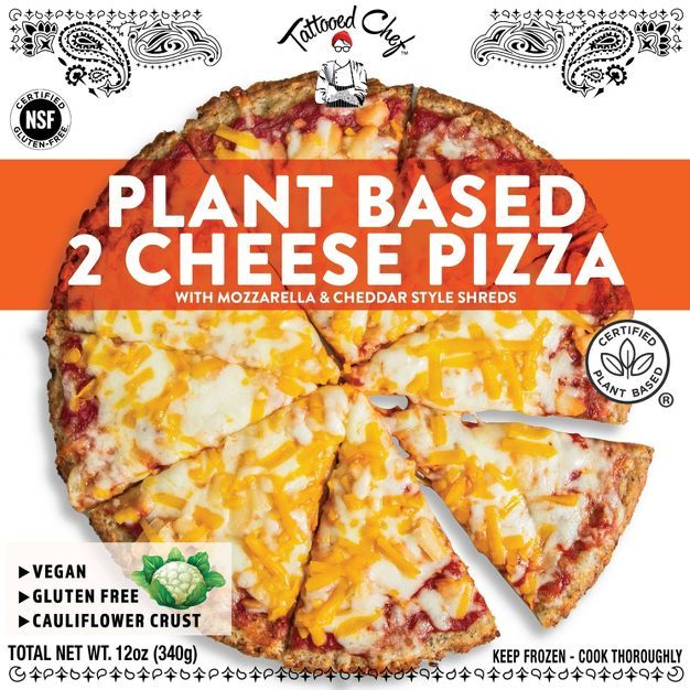 Tattooed Chef Gluten Free Frozen Cauliflower Crust Mozzarella &#38; Cheddar Cheese Vegan Pizza - ... | Target