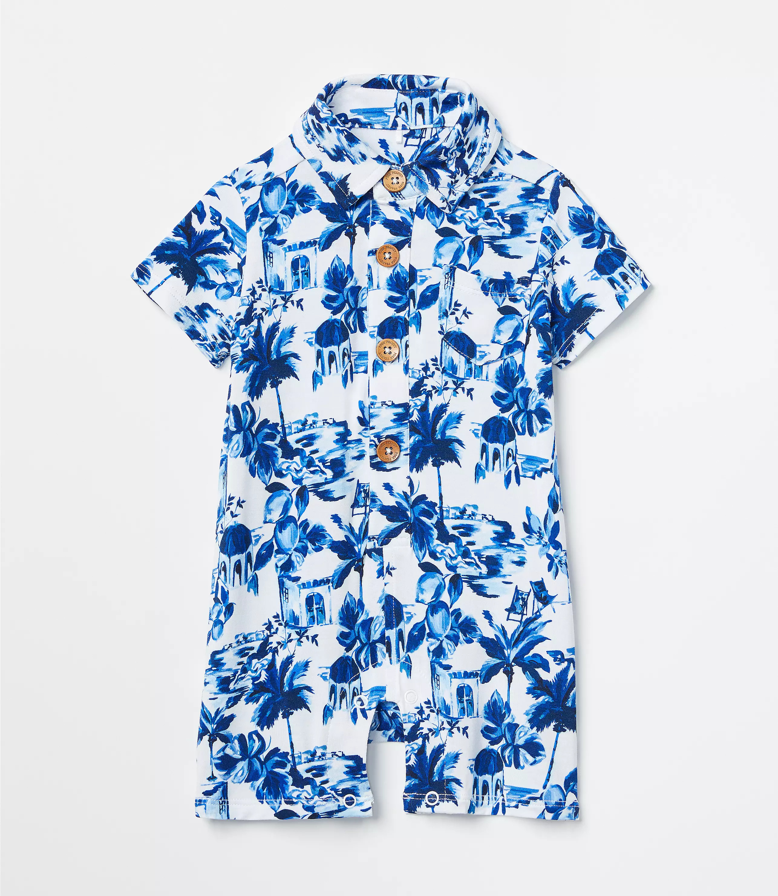 Posh Peanut x LOFT Boys Short Sleeve Collared Henley Romper | LOFT